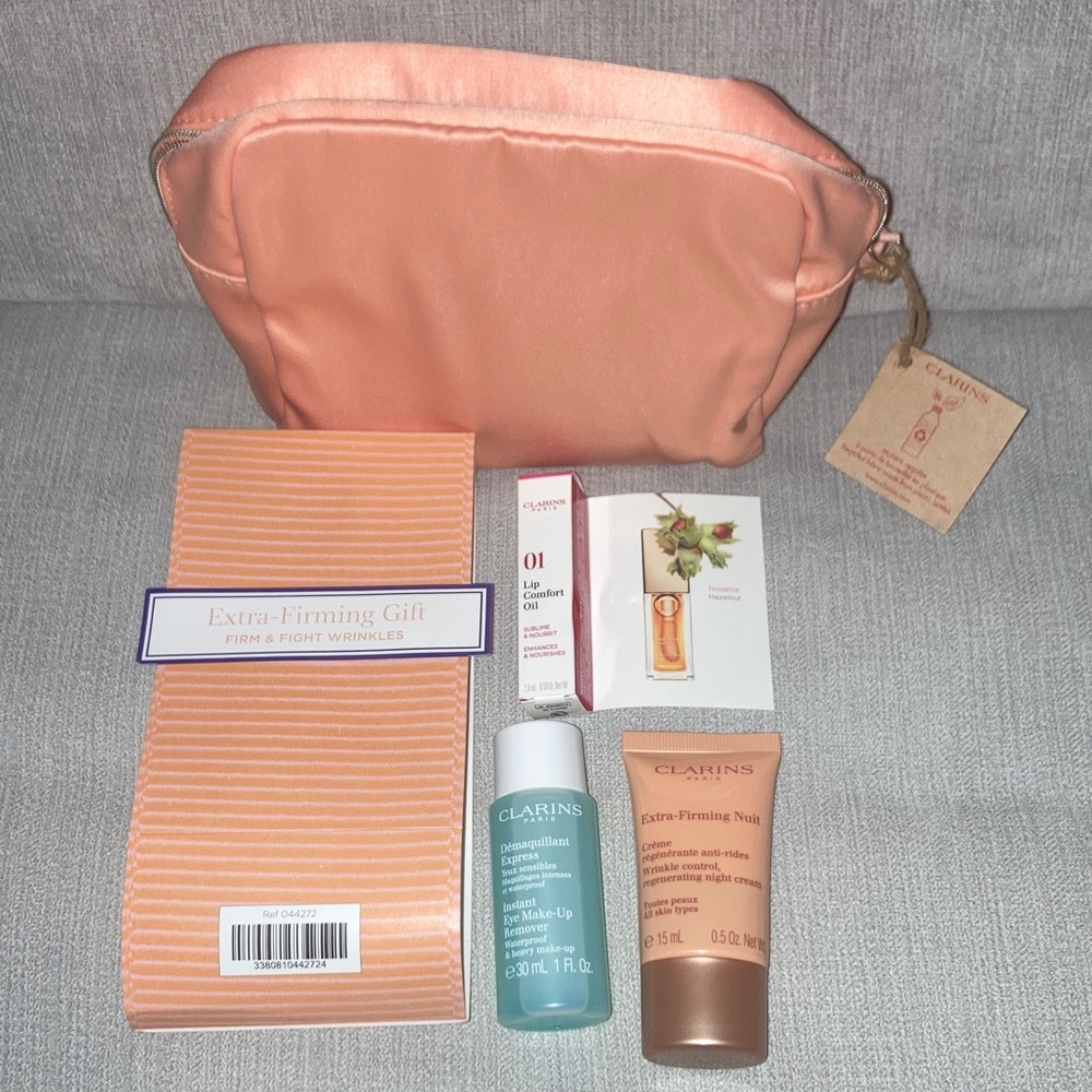 Clarins Extra Firming Gift Apricot Beauty Pouch. - Picture 6 of 6